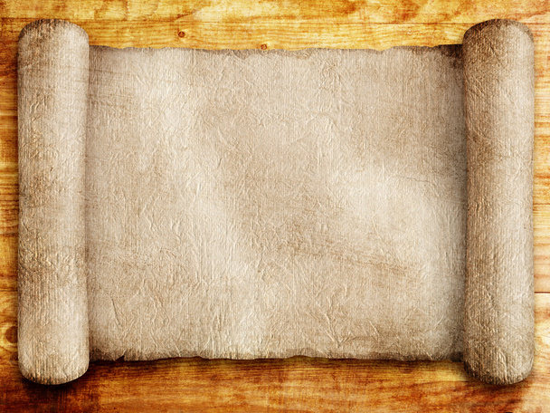 Antiguo manuscrito de papel sobre textura de madera marrón
 - Foto, imagen