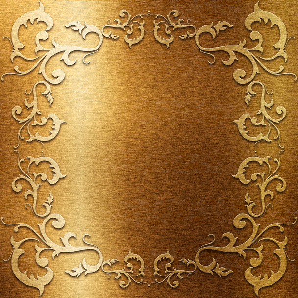 Gold metal plate with classic ornament - Fotó, kép