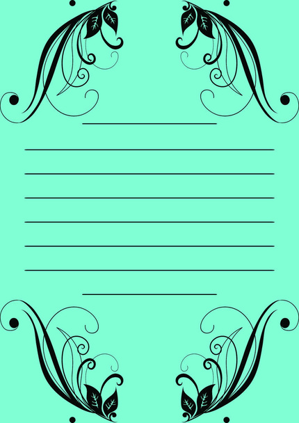 Blank paper sheet with lines, margin and holes. Aqua Menthe. - Foto, immagini