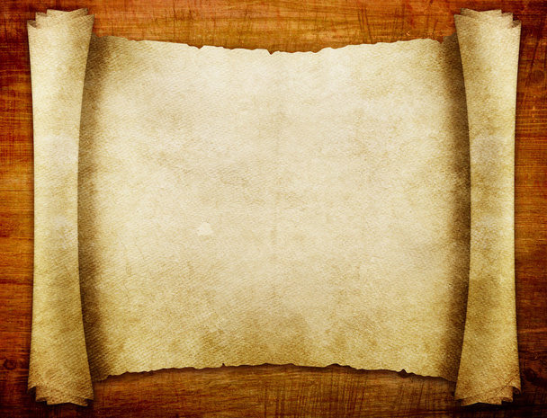 Antiguo manuscrito en papel sobre madera marrón
 - Foto, Imagen