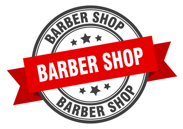 barber shop label. barber shopround band sign. barber shop stamp - Вектор, зображення