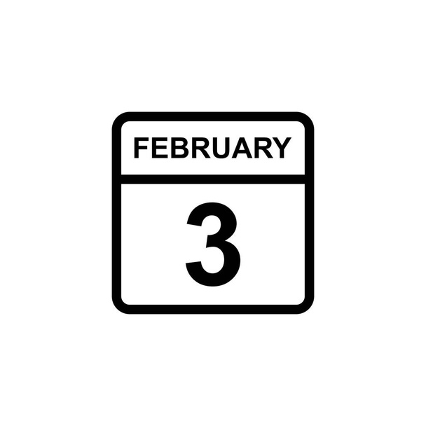 カレンダー- 2月3日アイコンイラスト孤立ベクトル記号 - ベクター画像