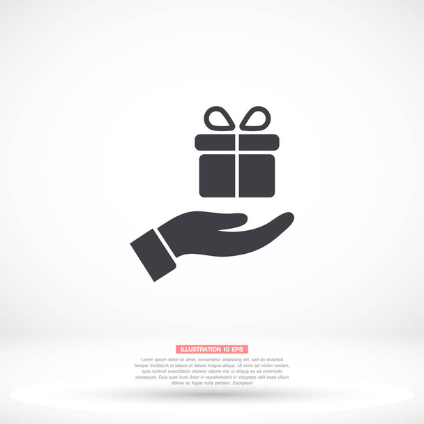 a gift in the hand icon , lorem ipsum Flat design - Vector, Image