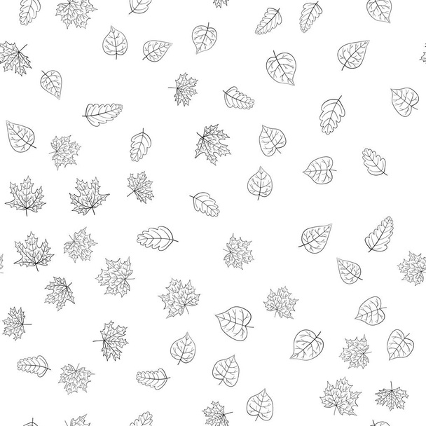 abstract vector doodle autumn leaves seamless pattern - Fotoğraf, Görsel
