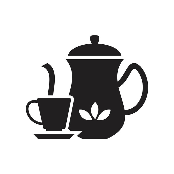 Разливка чаепития иконка шаблон черный цвет редактируется. Наличие символа чайной вечеринки Плоская векторная иллюстрация для графического и веб-дизайна
. - Вектор,изображение