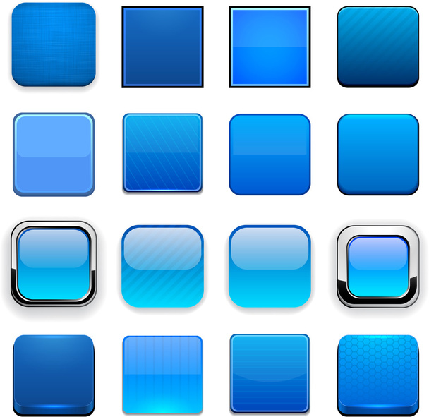 Blue square high-detailed web buttons. - Вектор, зображення