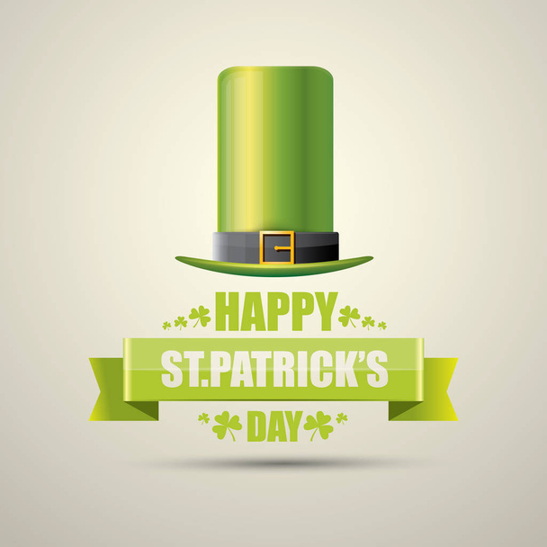 vector saint patricks day label with green hat - ベクター画像