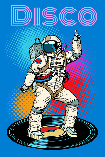 Disco. Astronaut dances. Pop art retro vector illustration vintage kitsch - Foto, Bild