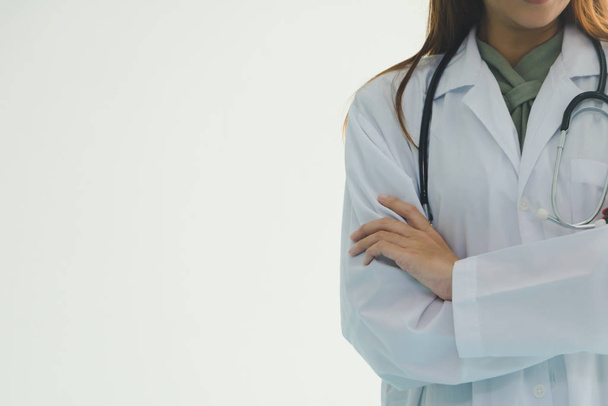 Asian doctor female on the white background. - Zdjęcie, obraz