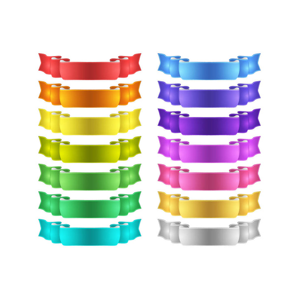 isolated vector colored satin ribbons set - Foto, Imagen