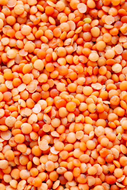 Red Lentils texture background full frame. Texture of red lentils. - Photo, Image
