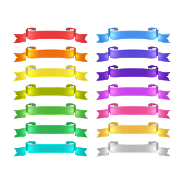 isolated vector colored satin ribbons set - 写真・画像
