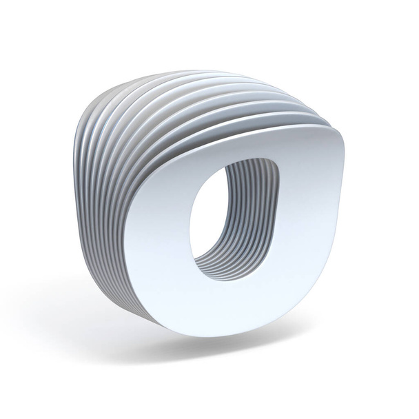 Curved paper sheets Letter O 3D render illustration isolated on white background - 写真・画像