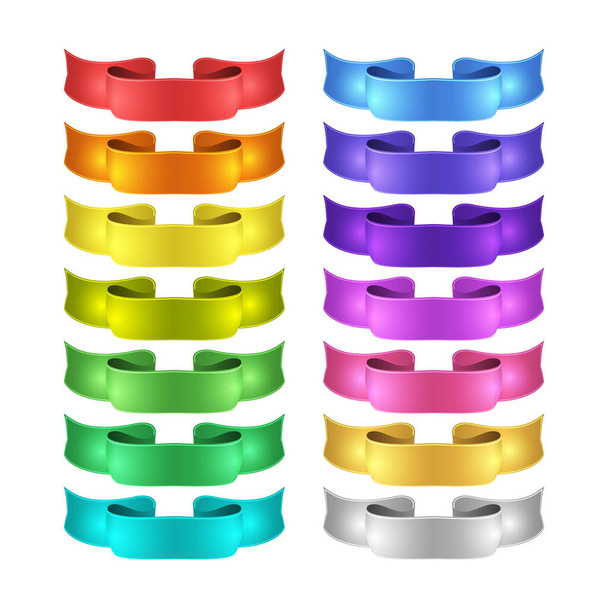 isolated vector colored satin ribbons set - Фото, зображення