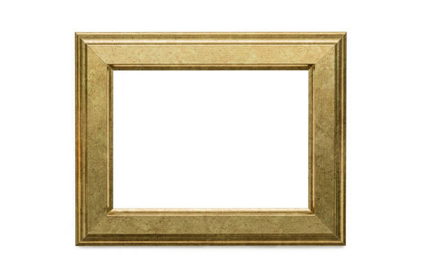 Gouden frame op witte achtergrond. Leeg frame. - Foto, afbeelding