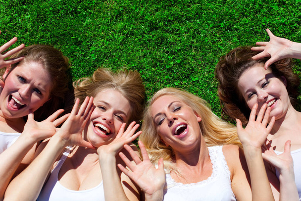 Girls Group on meadow - Foto, imagen