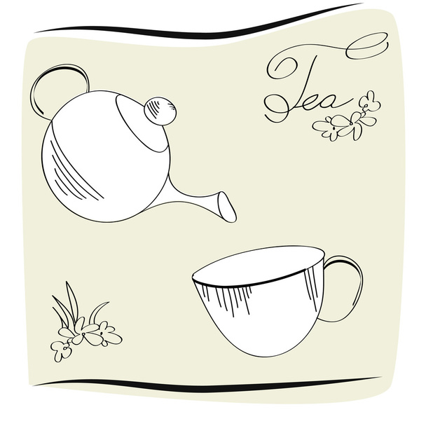 Tea time card - Διάνυσμα, εικόνα
