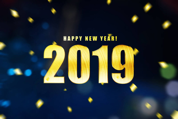 Happy New Year 2019 with colored background. Happy New Year 2019 - Foto, Bild