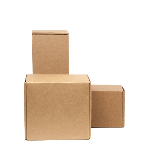 Cardboard boxes for goods on a white background. Different size. Isolated on white background - Fotografie, Obrázek