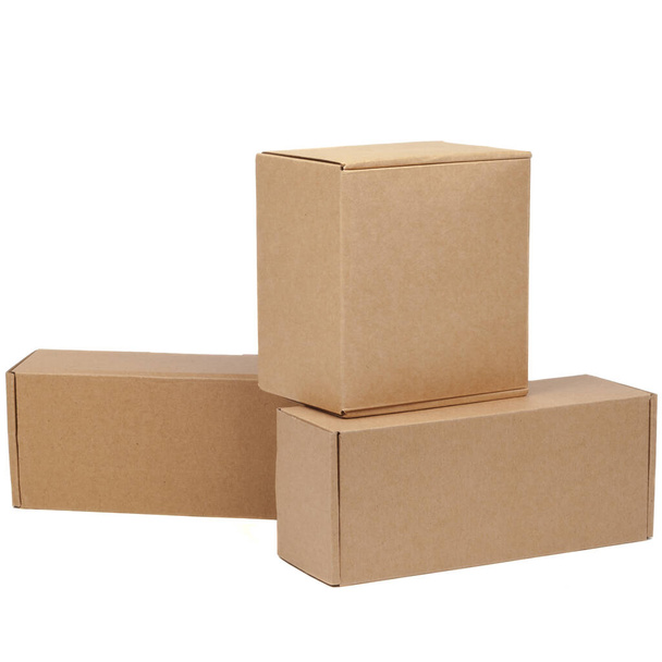 Cardboard boxes for goods on a white background. Different size. Isolated on white background - 写真・画像