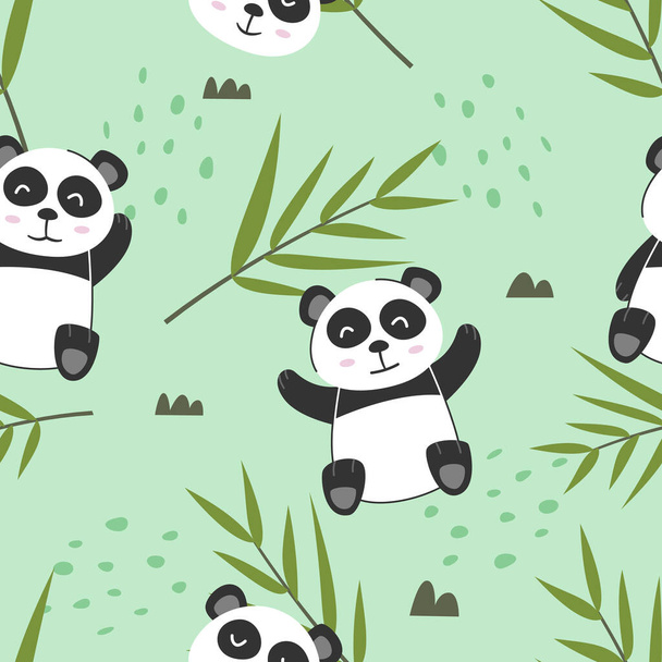 Adorable little panda seamless pattern - Vector, Image