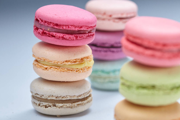 pile of colorful tasty macaroons, close-up - Photo, Image