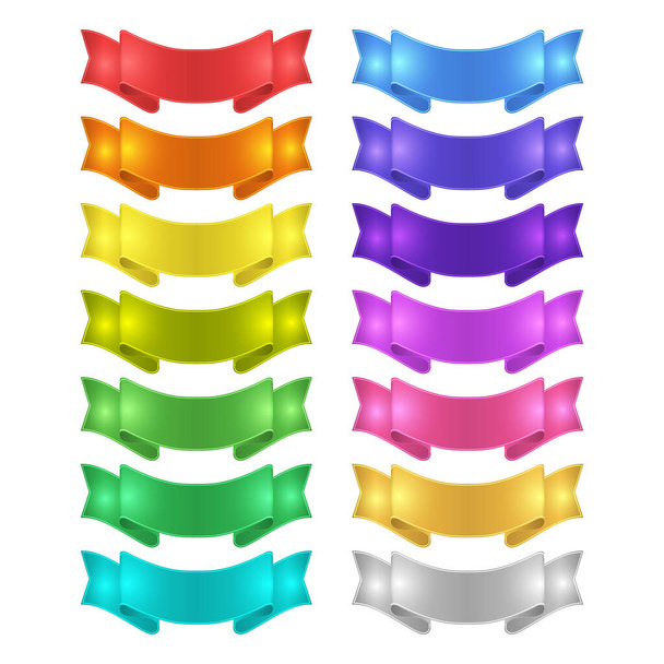 isolated vector colored satin ribbons set - Фото, зображення