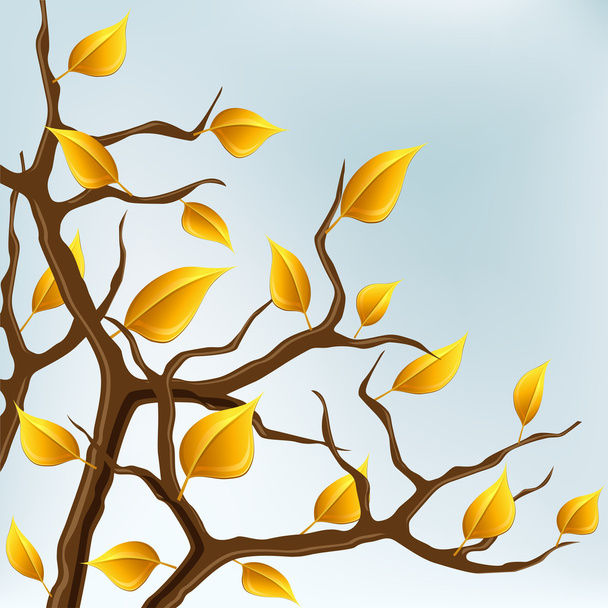 Rama otoñal con hojas amarillas
 - Vector, imagen