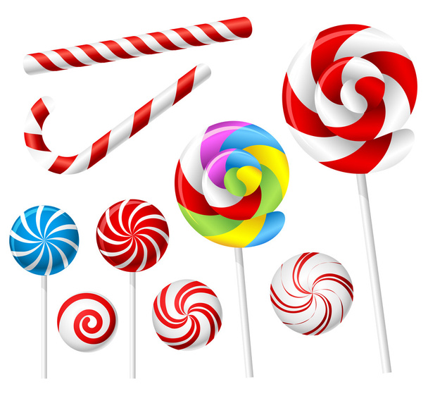 Lollipop and candy set - Вектор,изображение