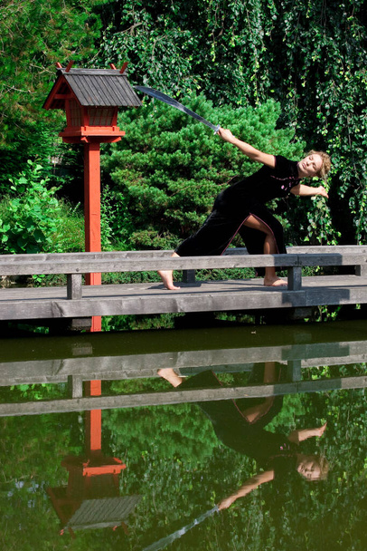 beautiful Girl practicing Kung Fu  - Φωτογραφία, εικόνα
