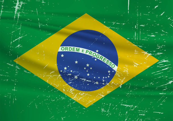 Σημαία Βραζιλίας Grunge. Σημαία Βραζιλίας με κυματιστή υφή grunge. Ιστορικό διανύσματος. - Διάνυσμα, εικόνα