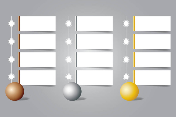 Infographic of bronze, silver and gold balls with blank rectangle labels ready for your text. - Fotó, kép