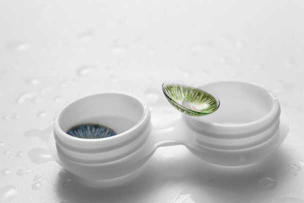 Contact lenses with case on white background - Photo, Image