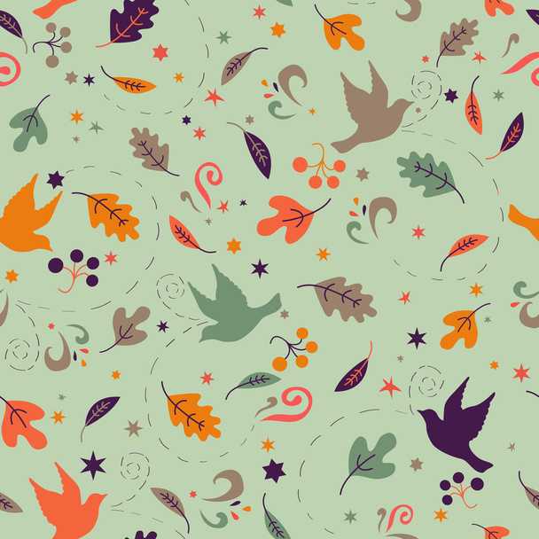 Seamless pattern with autumn leaves - Vector, Image