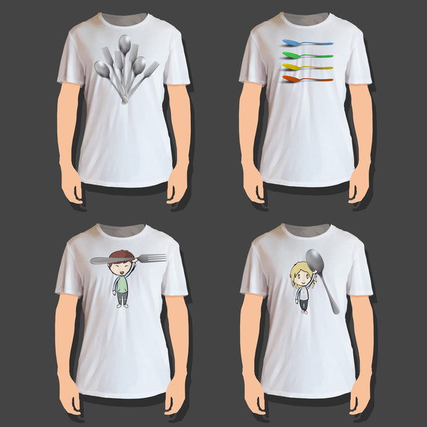 Набор дизайна белых рубашек
 - Вектор,изображение