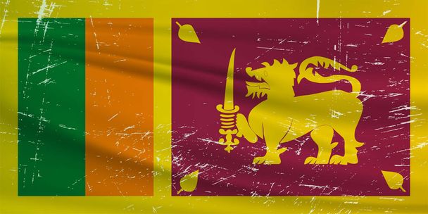 Vlajka Grunge Srí Lanky. Srílanská vlajka s vlnící se grunge texturou. Pozadí vektoru. - Vektor, obrázek