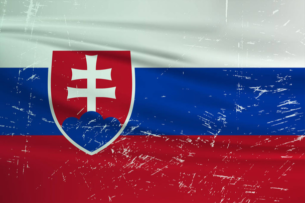 Гранд флаг Словакии. Флаг Словакии с размахивающей гранж-текстурой. Векторный фон
. - Вектор,изображение