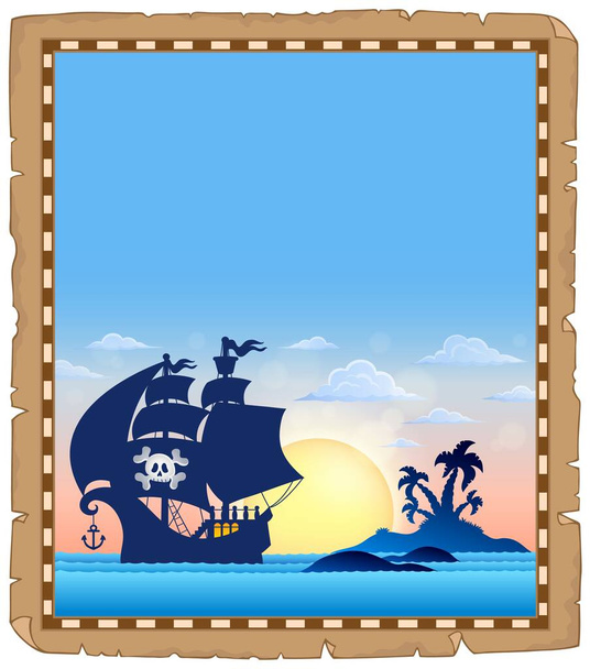 Pirate topic parchment 4 - picture illustration. - Φωτογραφία, εικόνα