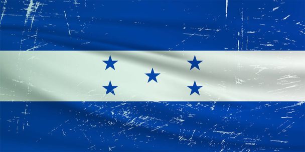 Grunge Honduras Flagge. honduras Flagge mit wehendem Grunge. Vektorhintergrund. - Vektor, Bild