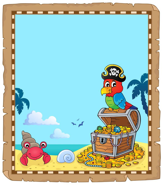 Parchment with pirate parrot theme 2 - picture illustration. - Φωτογραφία, εικόνα