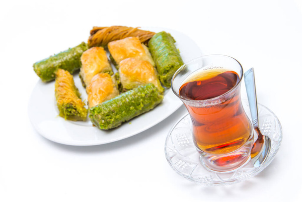Turkish desserts and tea - Fotografie, Obrázek