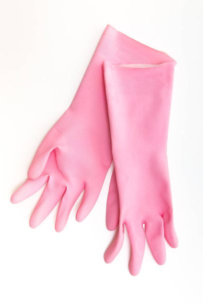 cleaning gloves on white background - Φωτογραφία, εικόνα