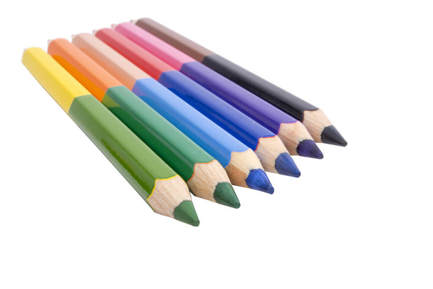 lápis multicoloridos isolados no branco
 - Foto, Imagem