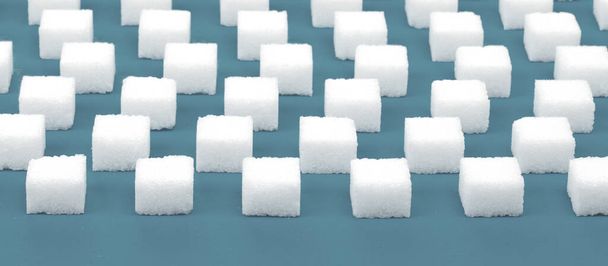 White sweet sugar cubes seamless pattern - Blue background - Fotoğraf, Görsel