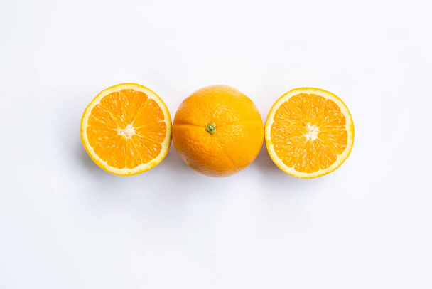 Top view of orange fruits isolated on white background. - Foto, afbeelding