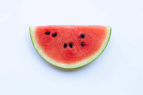 Sliced of watermelon isolated on white background. - 写真・画像
