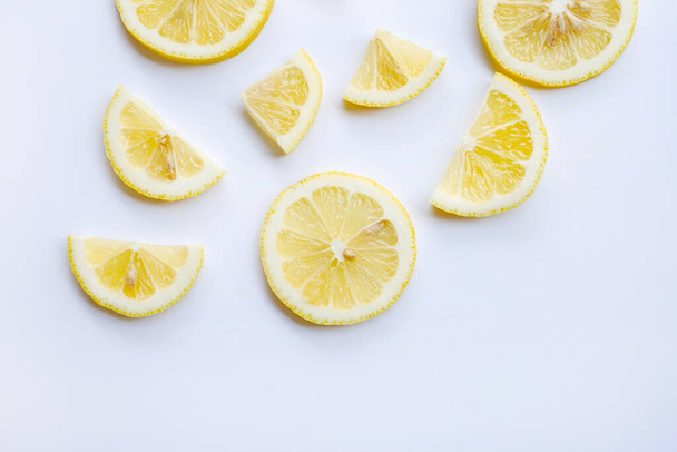 Fresh lemon slices on  white background. - Foto, imagen