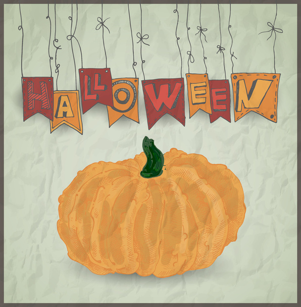 Halloween pumpkin on grey background. Vector illustration - Vector, Image