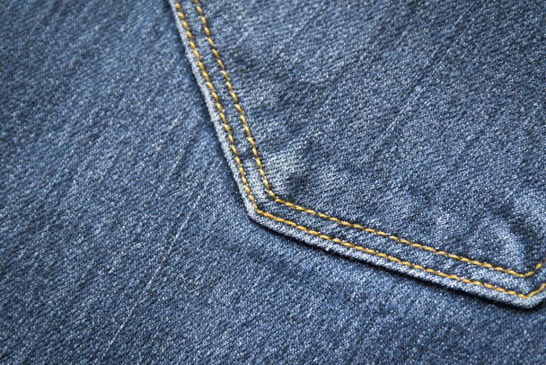 closeup texture of back pocket blue denim jeanclose up texture of back pocket blue denim jeans - Photo, image