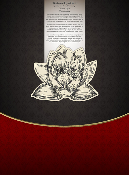 Banner for restaueant menu with lotus flower. Vector illustration - Vector, Image
